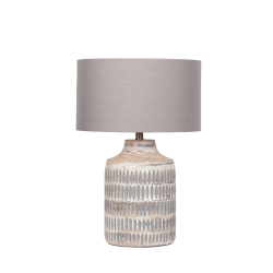 Image showing the Galle Textured Table Lamp With Cylinder Shade, H33.5cm, Grey Wash Wood product.