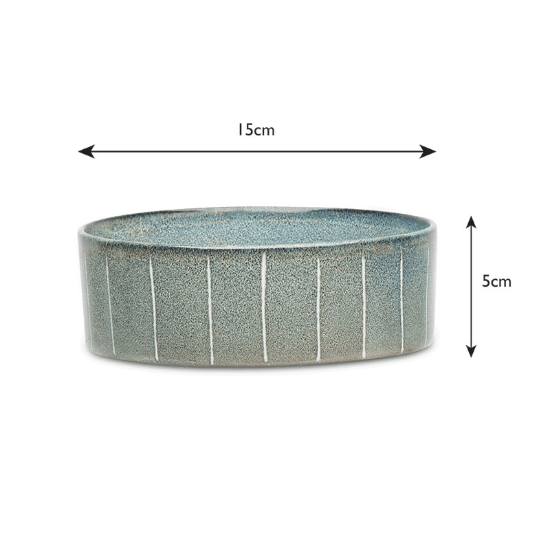 Reactive Glaze Dog Bowl, D15cm, Pinstripe