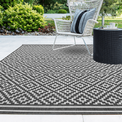 Image showing the Patio Rug, 1.2 x 1.7m, Diamond Mono, L120 x W170cm product.