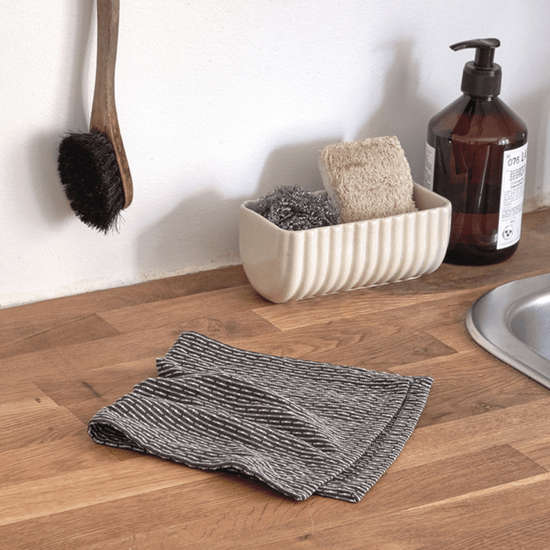 Piqué Set of 3 Kitchen Cloths, 18 x 35cm, Evening Grey