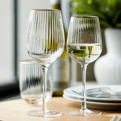 Image showing the Palermo Set of 4 White Wine Glasses, 300ml, Gold product.