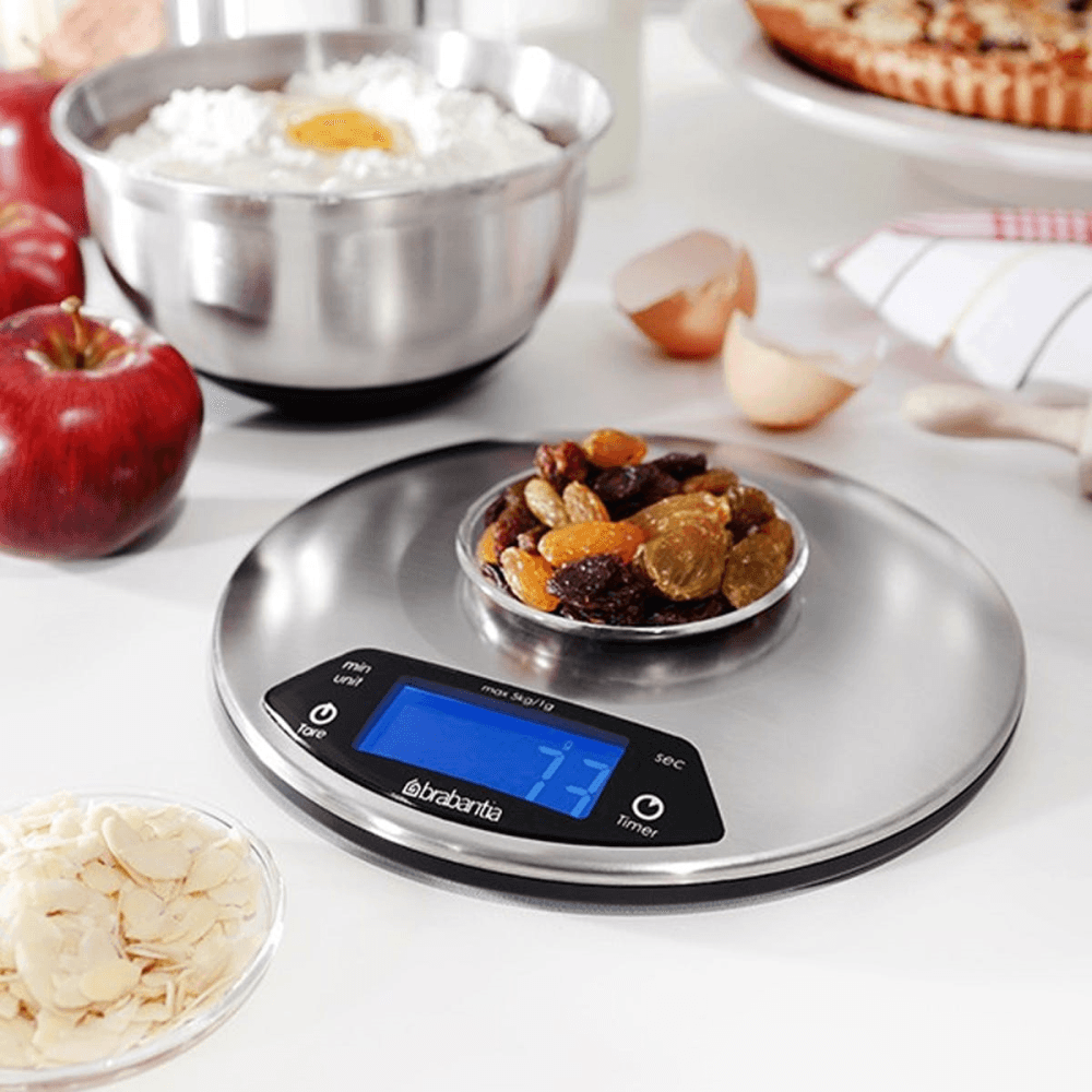 Round Digital Kitchen Scales, Matt Steel