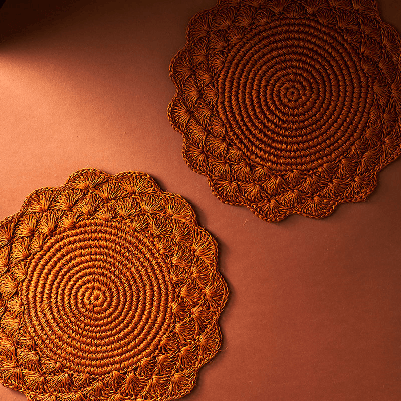 Clara Set of 2 Woven Placemats, D39cm, Terracotta