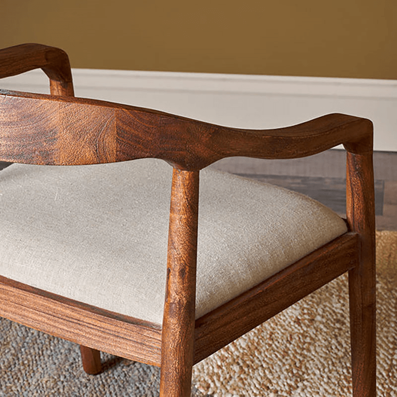 Anbu Acacia Upholstered Dining Chair, Washed Walnut