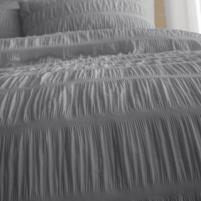 Seersucker Super King Duvet Set, Grey