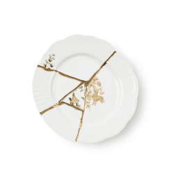 Image showing the Kintsugi - No2 Dessert plate, 21cm, white/gold product.