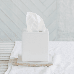Image showing the Newcombe Tissue box cover, H15 x W13.5 x L13.5cm, White Ceramic product.