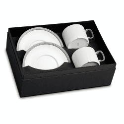 Image showing the Soie Tressee Teacup & Saucer, Set of 2, Platinum product.