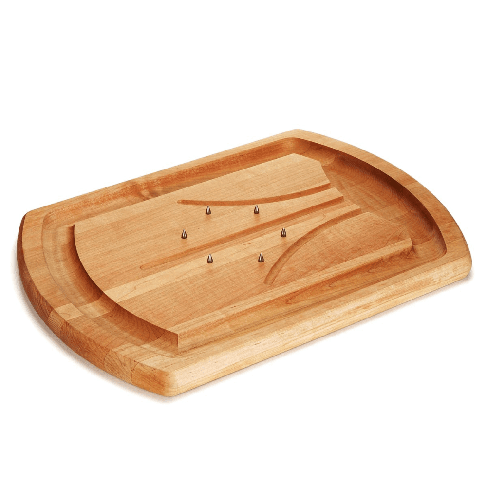 Traditional Carving Board With Metal Spikes, 20 x 14", Maple Wood