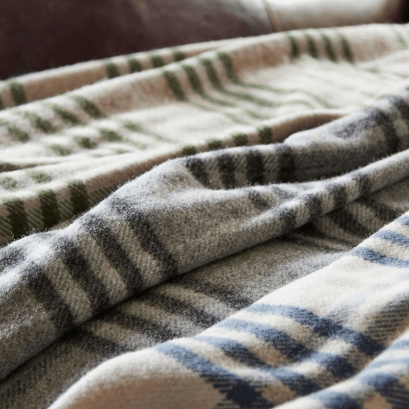 Hex Check Pure New Wool Throw, 150 x 240cm, Blue Slate