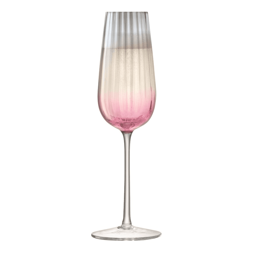 Dusk Pair of champagne flutes, H23.2 x D6.2cm, pink/grey