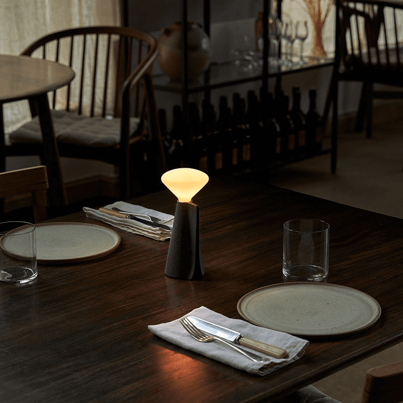 Mantle Portable Lamp with R80 LED Bulb, Granite Black