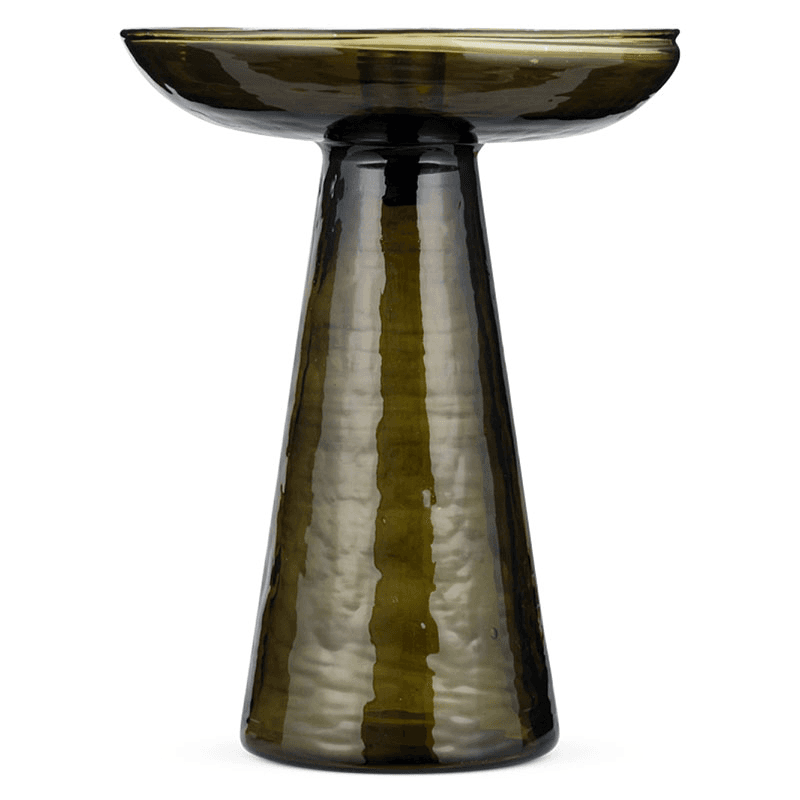 Avyn Recylcled Glass Candle Holder, H20cm, Forest Green