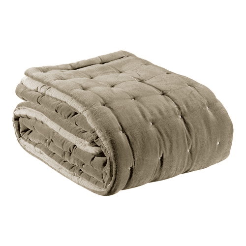 Elise Velvet Bed cover, 240 x 260cm, Taupe