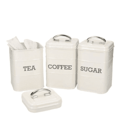 Image showing the Living Nostalgia 3 Piece Storage Tin Set, Antique Cream product.