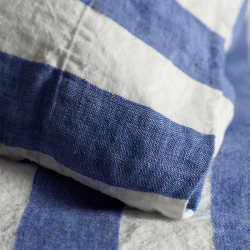 Image showing the Cora Stripe Linen Housewife Pillowcase, Square, Cobalt product.