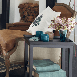 Image showing the Gustavian Sofa side table, L48 x W25 x H59cm, Rubbed Black Wood product.
