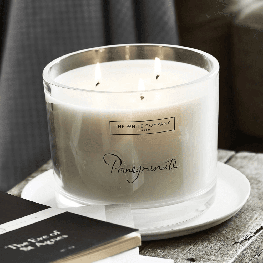 Pomegranate Large 3 wick candle, H9.5 x W14 x L14cm