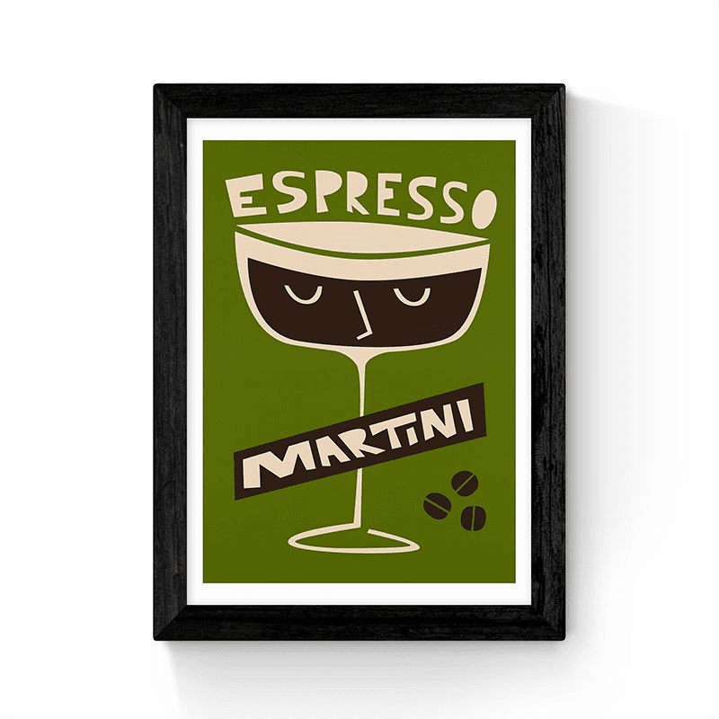 Fox and Velvet Espresso Martini Art Print, H44 x W35.5cm, Green