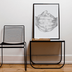 Image showing the Folded Hands FSC Print, 50 x 70cm, Grey product.