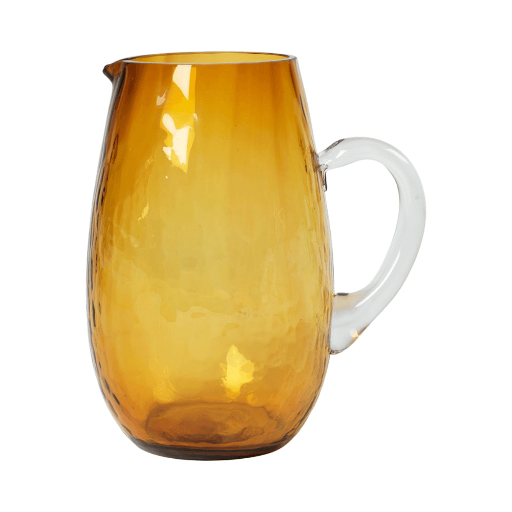 Hammered Mouth Blown Jug, H22cm, Amber