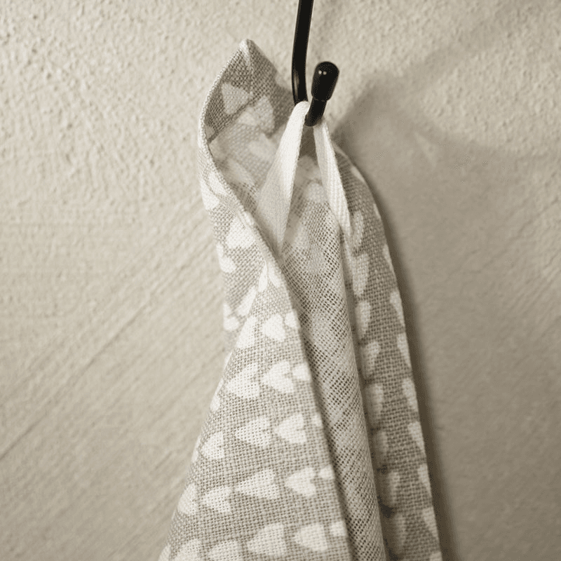 Ditsy Set of 2 Heart Tea Towels, W50cm x L70cm, White/Grey