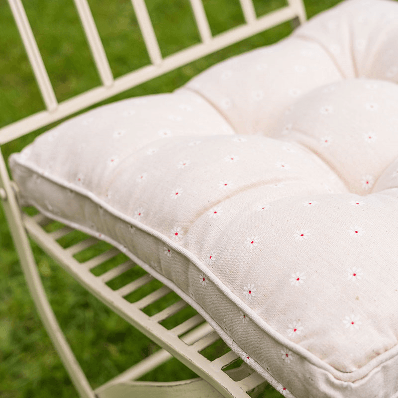 Daisy Square Seat Pad, 40 x 40cm, Ecru