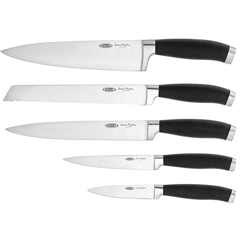 Stellar James Martin Knife Block 5 Piece Set, Black