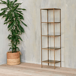 Image showing the Mahi Shelving Unit, H170cm x W46cm, Antique Brass product.