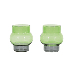 Image showing the Bump Set of 2 Short Glasses, 270ml, Green product.