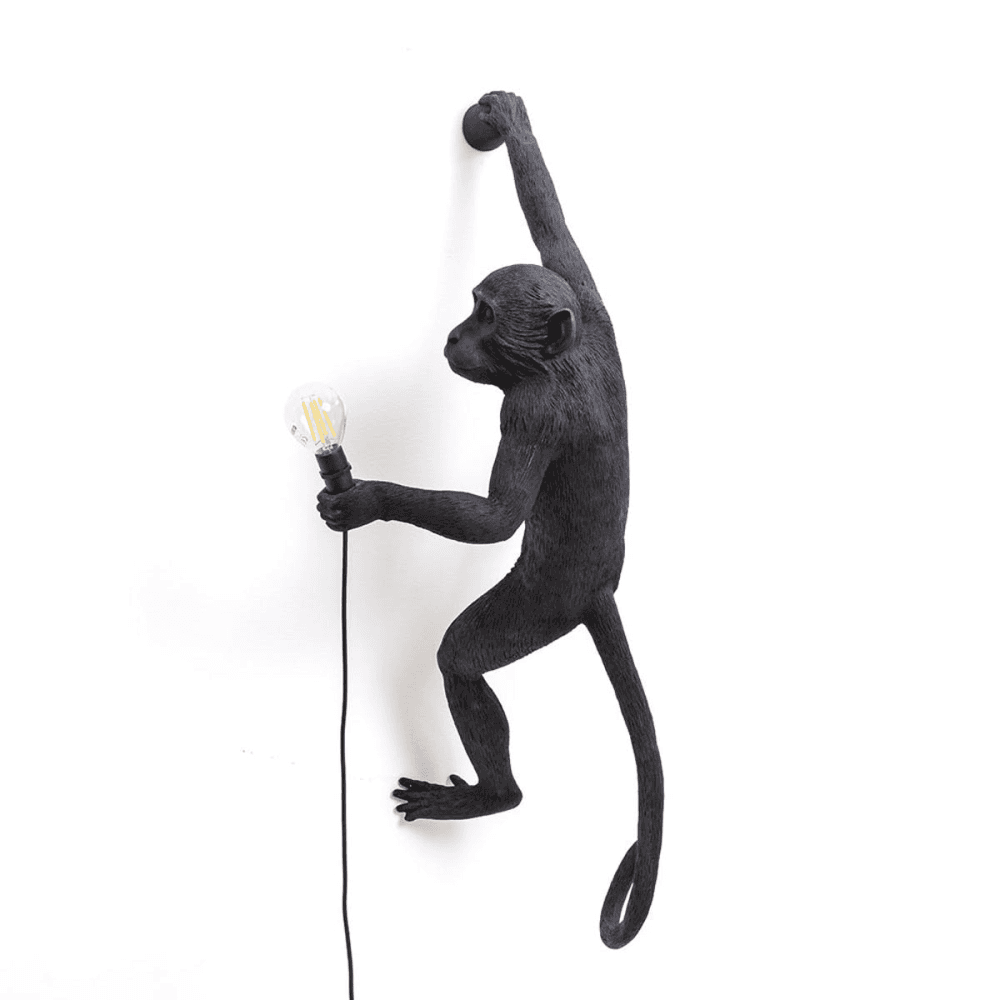 Monkey Right hand hanging lamp, H21 x W37cm, Black