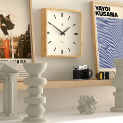 Image showing the Fiji Wall Clock Moped Dial, 30cm, Light Bamboo product.