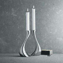 Image showing the Cobra Pair of candleholders, 20cm, Stainless Steel product.