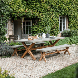 Image showing the Burford Table & Bench Set, Grey & Natural product.