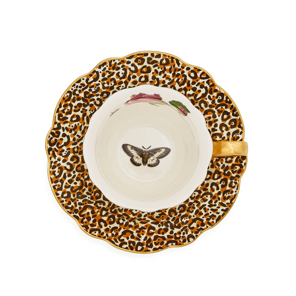 Creatures of Curiosity Tea Cup & Saucer Fluted, White