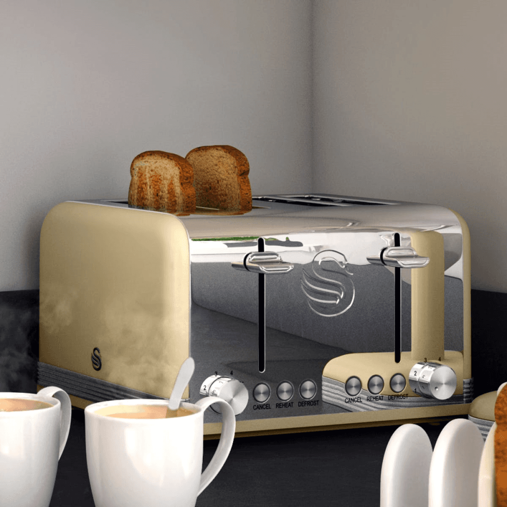 Retro 4-Slice Toaster, Cream