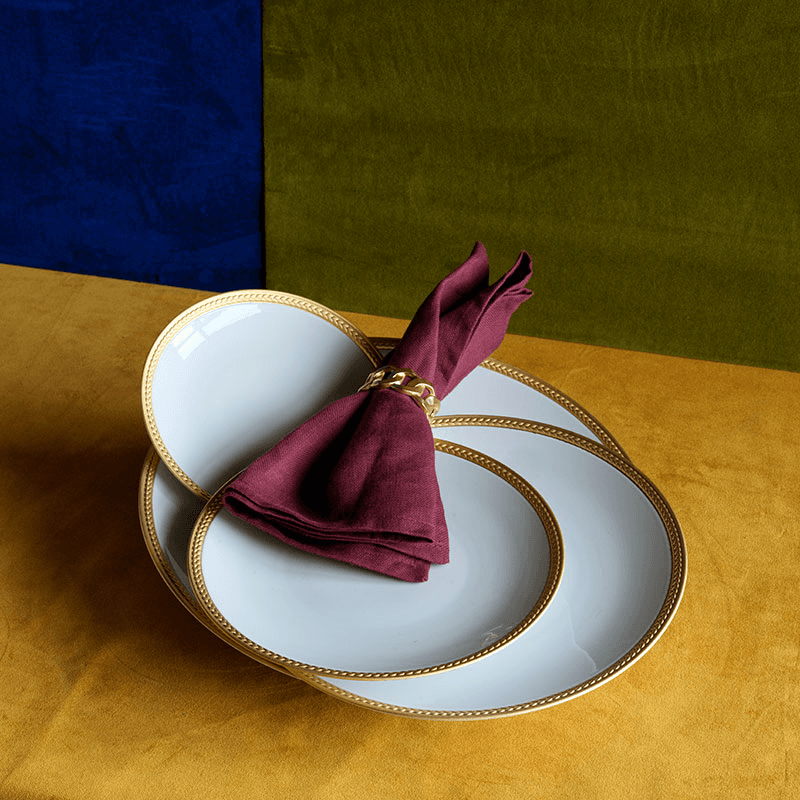 Cuban Link Set of 4 Napkin Rings, D6cm, Gold