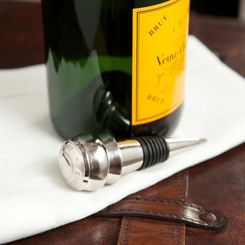 Champagne cork wine bottle stop, Silver Plate