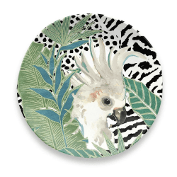 Image showing the Lush Jungle - Cockatoo Melamine side plate, 21cm, Green product.