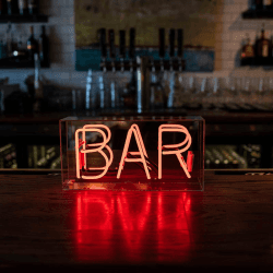Image showing the Neon Box Bar Glass Sign, H38 x W19cm, Red product.