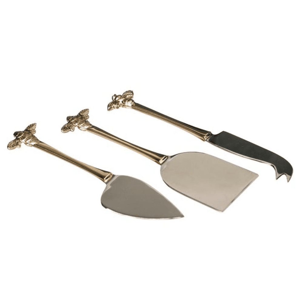 Bee Set of 3 cheese knives, Gold