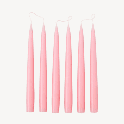 Image showing the Set of 6 Tapered Dinner Candles, H25cm, Candy Pink product.