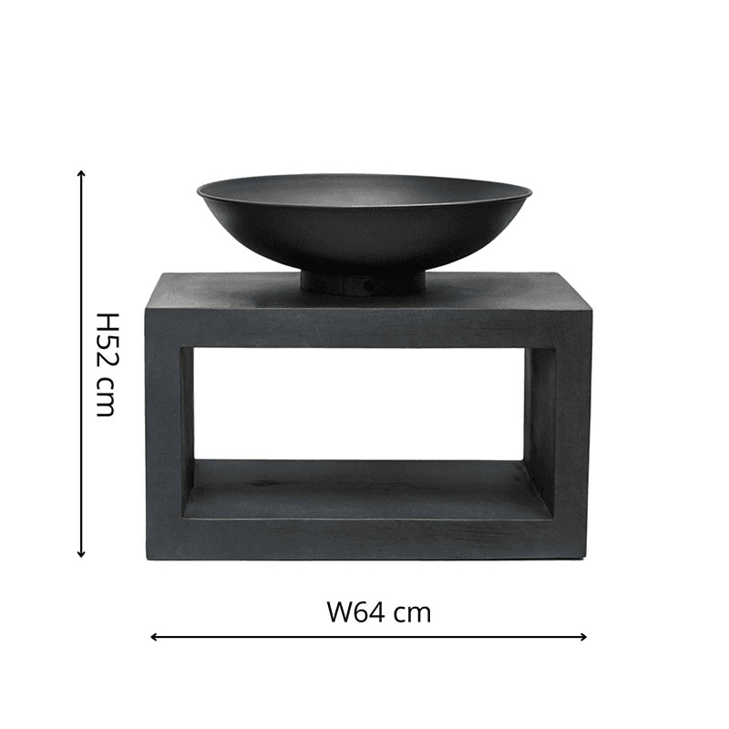 Outdoor fireball & rectangle console, W50cm, Black