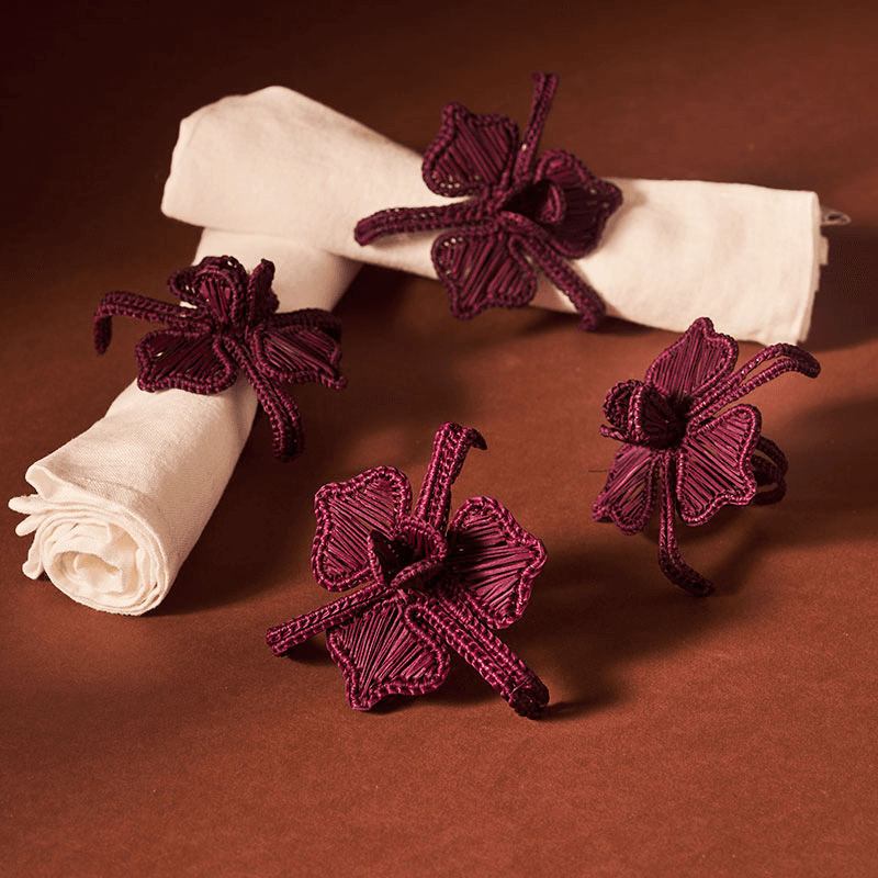 Orchid Set of 4 Napkin Rings, Mulberry