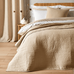 Image showing the Quilted Lines Bedspread 220X230, Natural product.