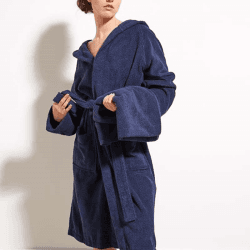Image showing the Brixton Bath Robe, Small, Midnight Blue product.