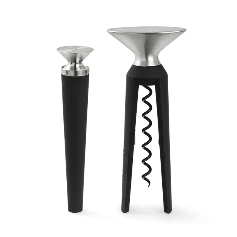 Grand Cru Bottle Opener & Corkscrew Set, Black/Steel