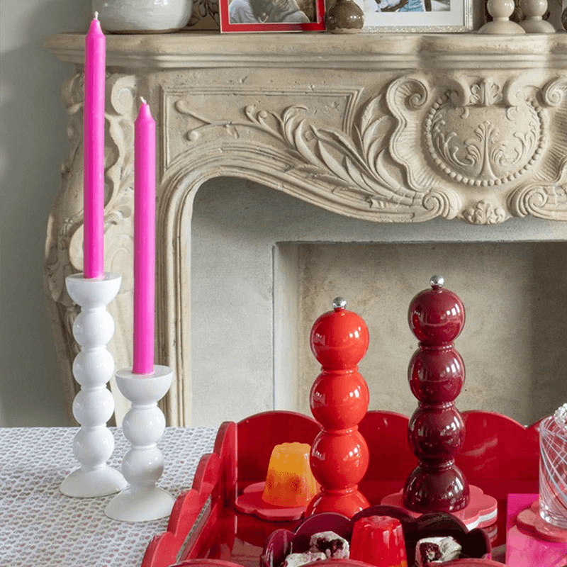 Bobbin Candlestick, H24cm, White