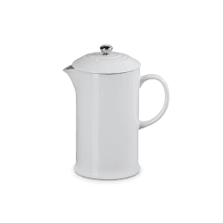 Image showing the Stoneware Cafetiere with Metal Press, 1L, White product.