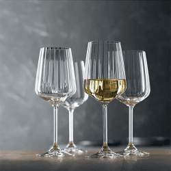 Image showing the LifeStyle Set of 4 White Wine Glasses, 440ml, Clear product.